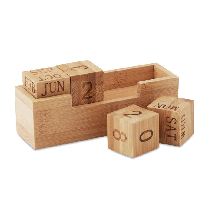 Karenda Bamboo block perpetual desktop calendar.
