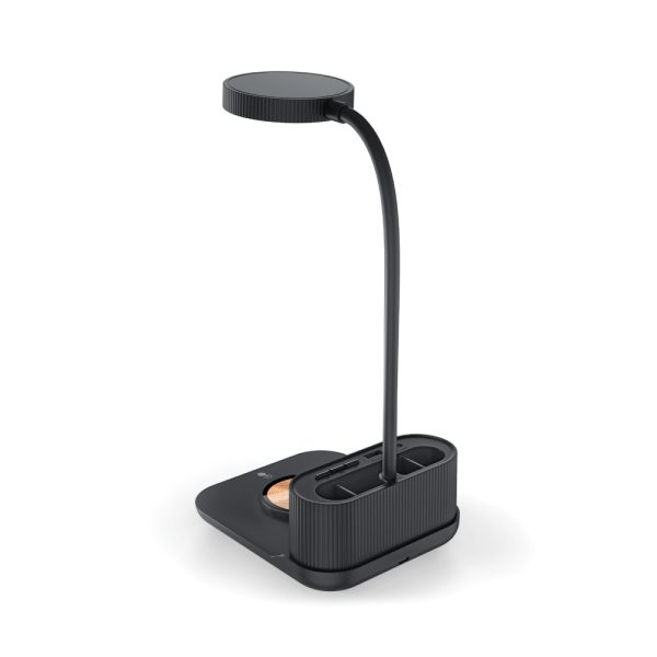 Desk Lamp with 15W Wireless Charger, Clock and Pen Holder