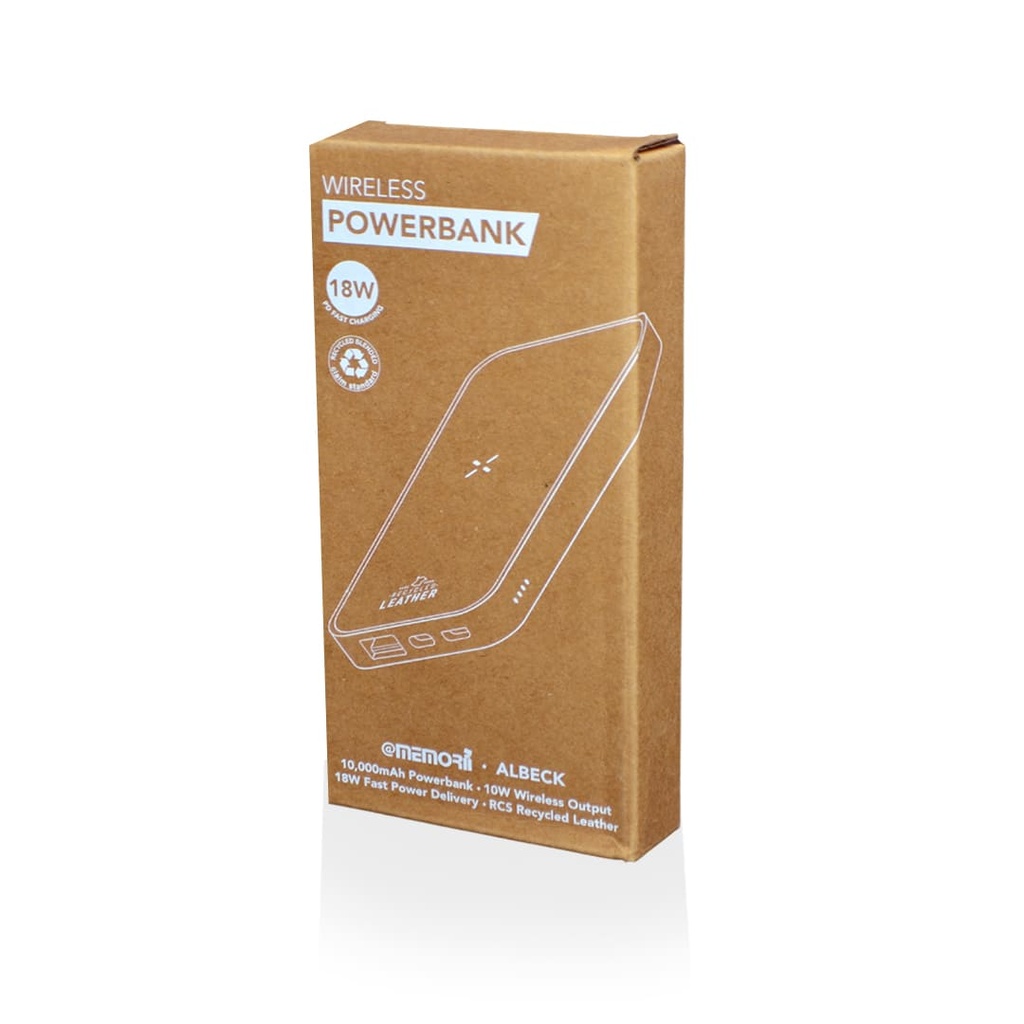 TPB 1140 ALBECK - Recycled Leather 10000mAh PD Powerbank - Black