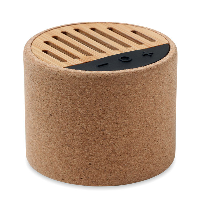 Round + 5.3 wireless speaker in ABS with cork