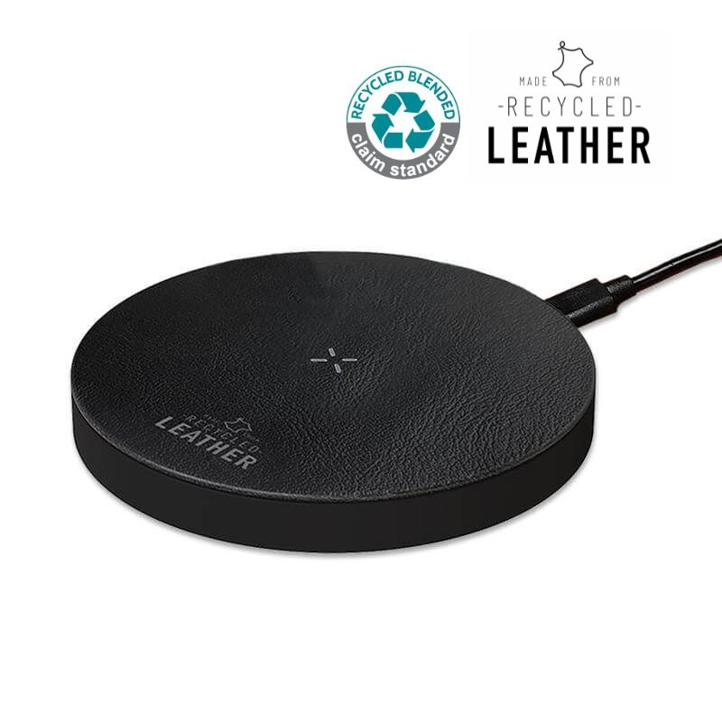 ANZIO - Recycled Leather 15W Wireless Charger - White/Tan