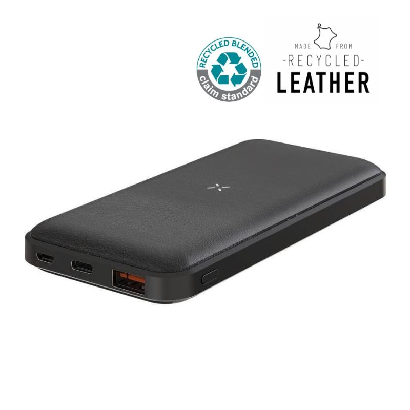 TPB 1140 ALBECK - Recycled Leather 10000mAh PD Powerbank - Black
