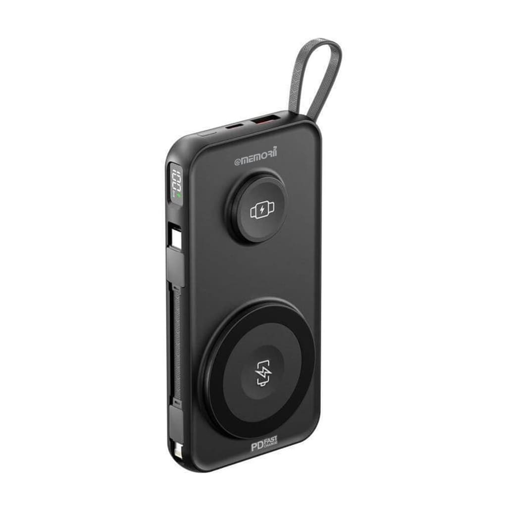ROTTERDAM -10,000mAh Universal Wireless Powerbank with inbuilt cables - Black