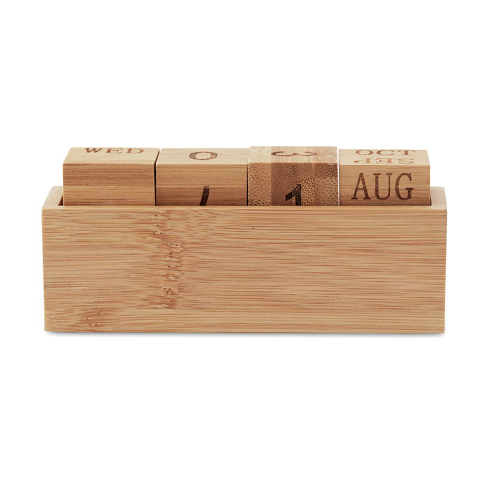 Karenda Bamboo block perpetual desktop calendar.