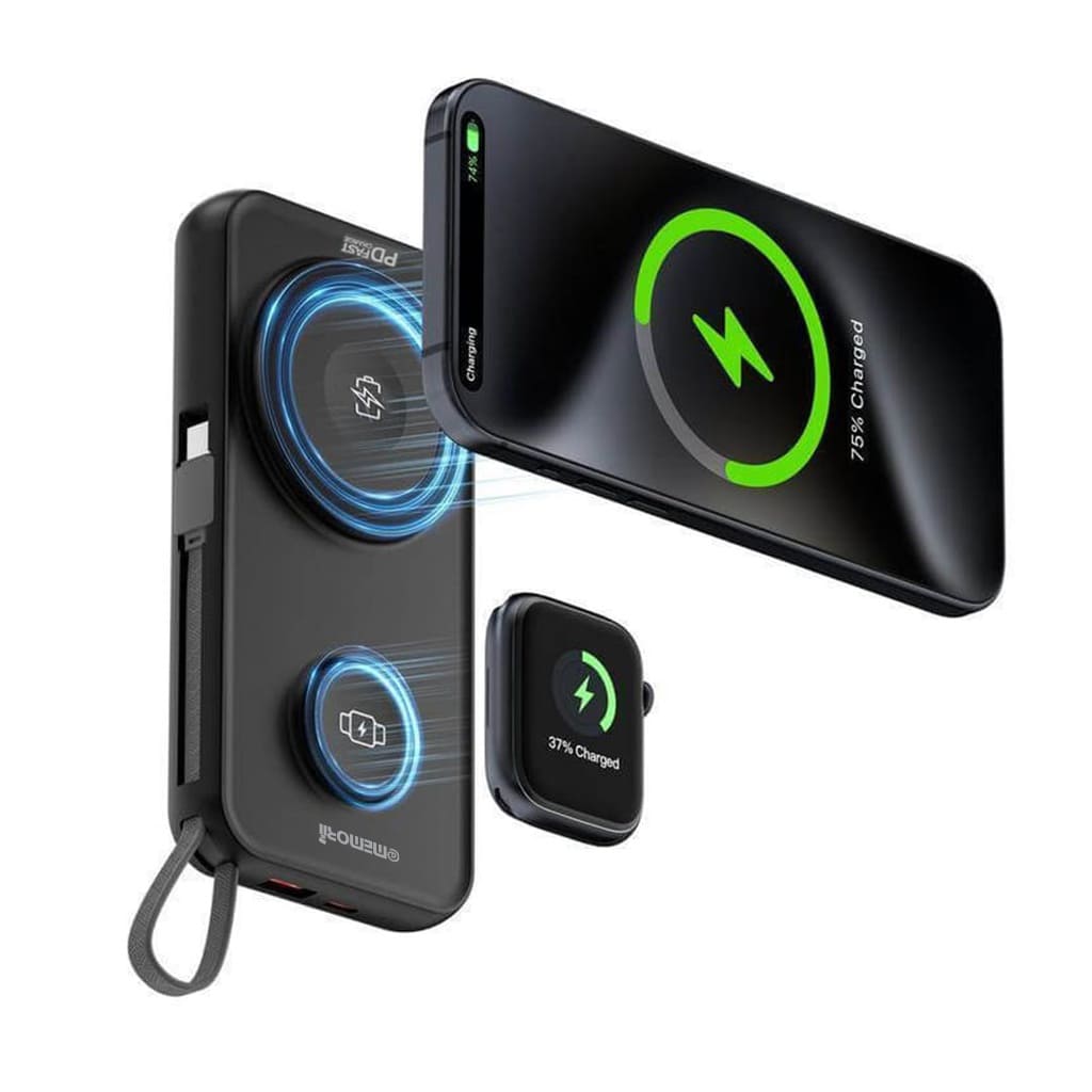 ROTTERDAM -10,000mAh Universal Wireless Powerbank with inbuilt cables - Black