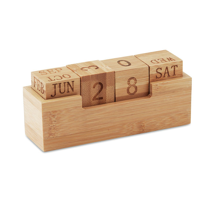 Karenda Bamboo block perpetual desktop calendar.