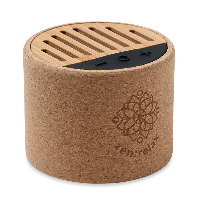 Round + 5.3 wireless speaker in ABS with cork