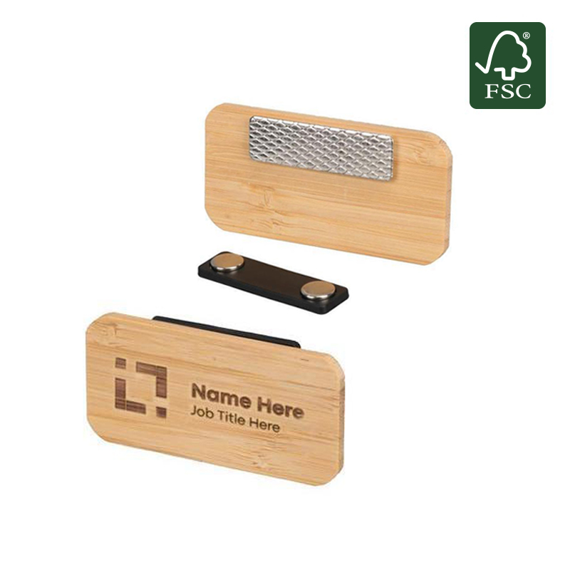Bamboo Name Badge with Magnet